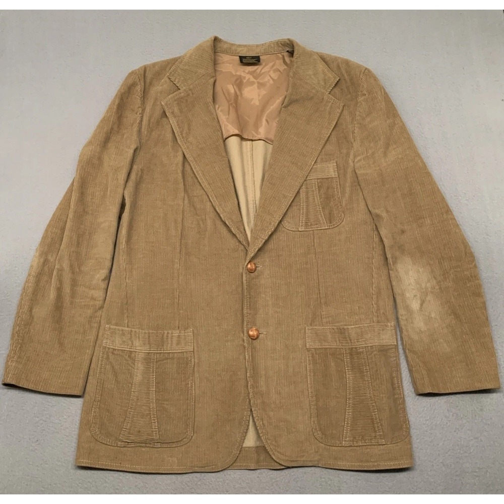 Vintage 70s Sears Brown Corduroy Blazer Jacket | Academia Retro Sport‎ Coat 46L